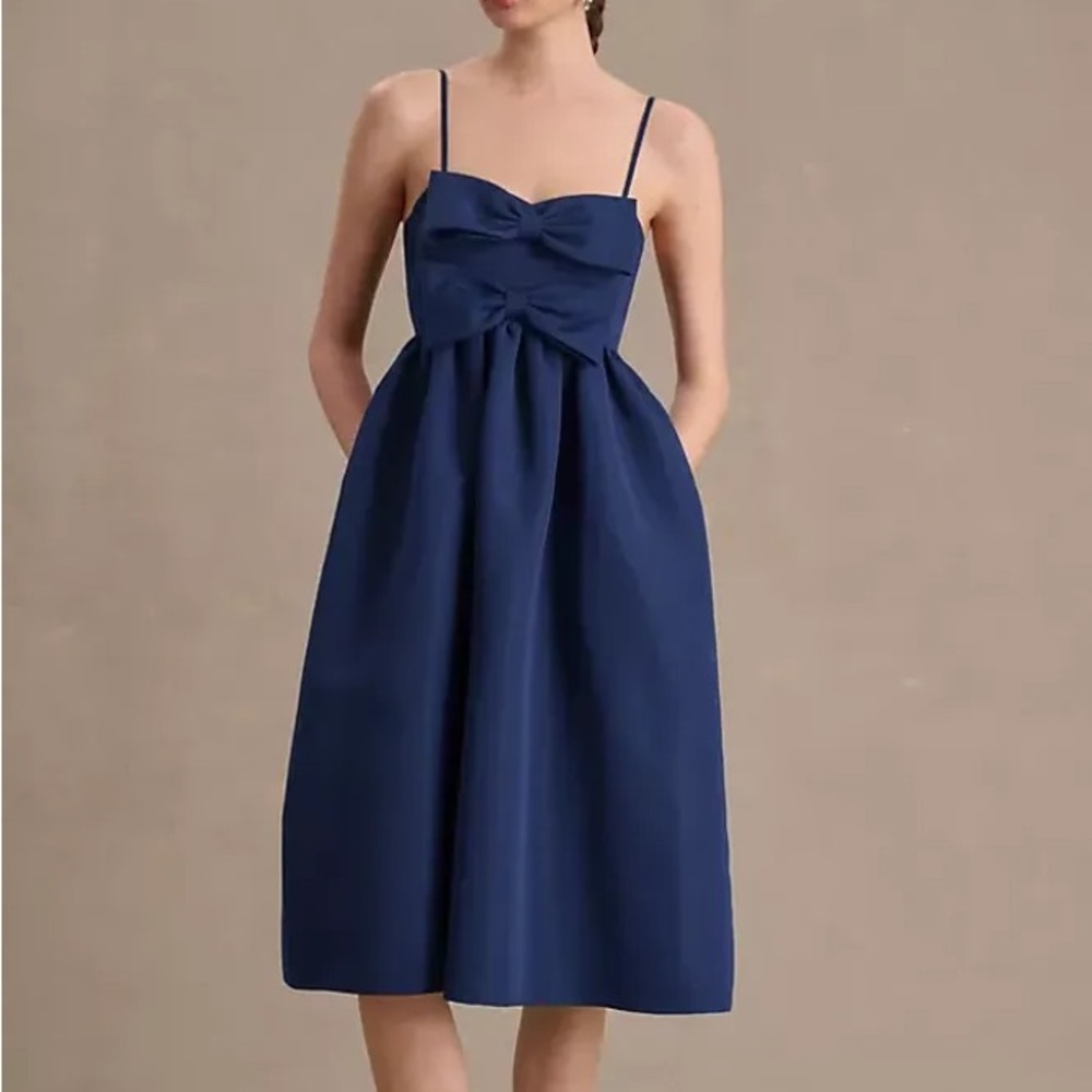 NWT Sachin & Babi Sloane Taffeta Double Bow Pleated Midi Dress Size 6